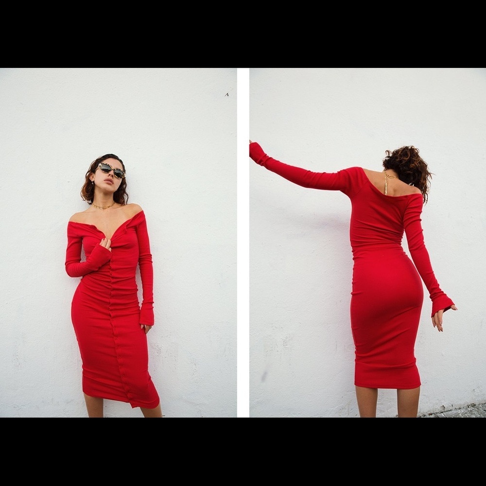 Red Midi Bodycon Dress